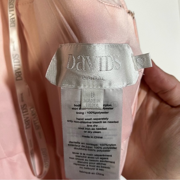 David’s Bridal Flutter Sleeve Cris Cross Mesh Dress Petal Pink Flowy Size 8 NWT - Picture 15 of 16